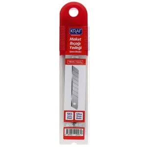KRAF 619G SK5 ultra karbon çelik maket bıçağı yedeği 18 mm 10'lu tüp